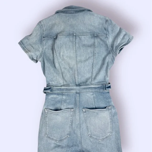 COPY - Good American Light Blue Denim Jumpsuit Flare Wide Leg Size Small - Picture 6 of 13